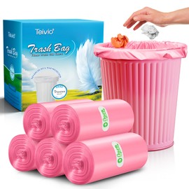 Teivio 2 Gallon 200 Counts Strong Trash Bags Garbage Bags, Bathroom Trash Can Bin Liners, Small Plastic Bags for Home Office Kitchen Kitchen (Pink)