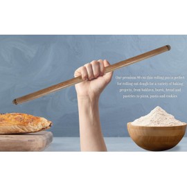 80 cm (31.5 Inch) Wood Extra Long Rolling Pin for Turkish Baklava Dough Pasta - Oklava
