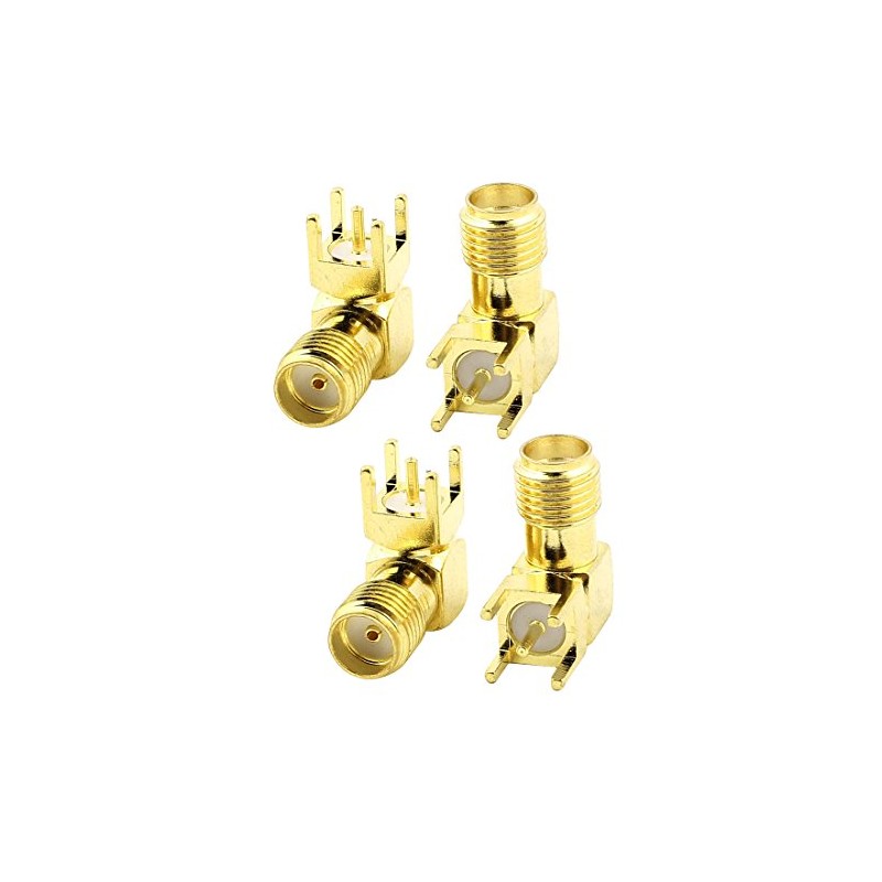 sourcing map SMA Female Jack Right Angle Solder PCB Mount