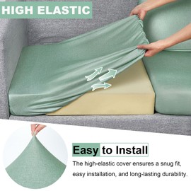 pickyNproud 8Pcs Patio Cushion Covers Stretch Outdoor Couch Cushions Slipcovers Replacement Washable Furniture Protector with Elastic Bottom Sofa Chair Seat Cover,Green Blue