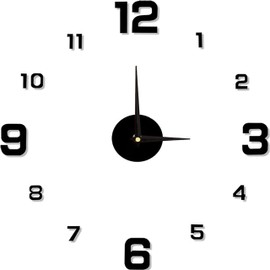 Retoo 3D Wall Clock DIY for Gluing, Up to 130 cm Diameter, Wall Sticker for Living Room, Kitchen, Office, Bedroom, Home Decoration, Quiet Movement, Modern Gift, Time Display