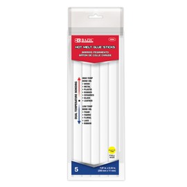 BAZIC Products Hot Melt Glue Sticks Dual Temp Full Size 7.87" x 0.43", All Purpose Industrial Glue Stick, Quick Repair Home Improvement Crafts (5/Pack), 1-Pack