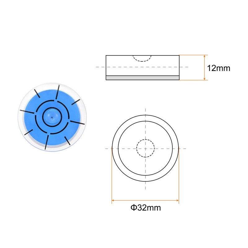 HARFINGTON 4pcs Round Bubble Level 32x12mm Mini Circular Precision Spirit