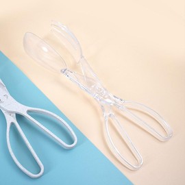 Salad Tongs Salad Server Scissor Tongs Plastic Transparent Serving Tongs Bread Tongs with Scissor Handles for Kitchen 29 cm
