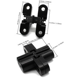 Lamvbls Hidden Hinge Stainless Steel 180 Degree Invisible Cross Hinges for Doors and Cabinets (‎Black, 1.71 inch (43.4mm))