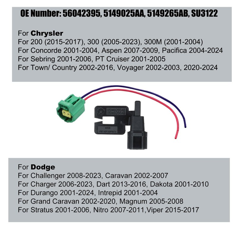 Ambient Air Temperature Sensor with Plug 05149265AB for Chrysler Dodge