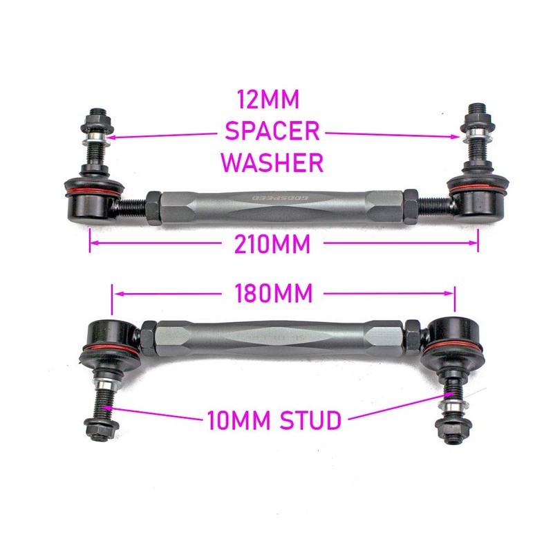 Godspeed Adjustable Sway Bar End Links (Stud-2-Stud 180-210 MM Range)