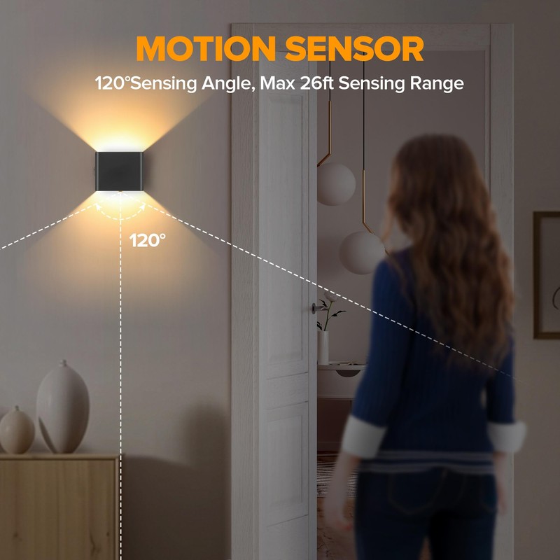 LUTEC Motion Sensor Wall Light, 5000mAh Rechargeable Battery Powered Wall