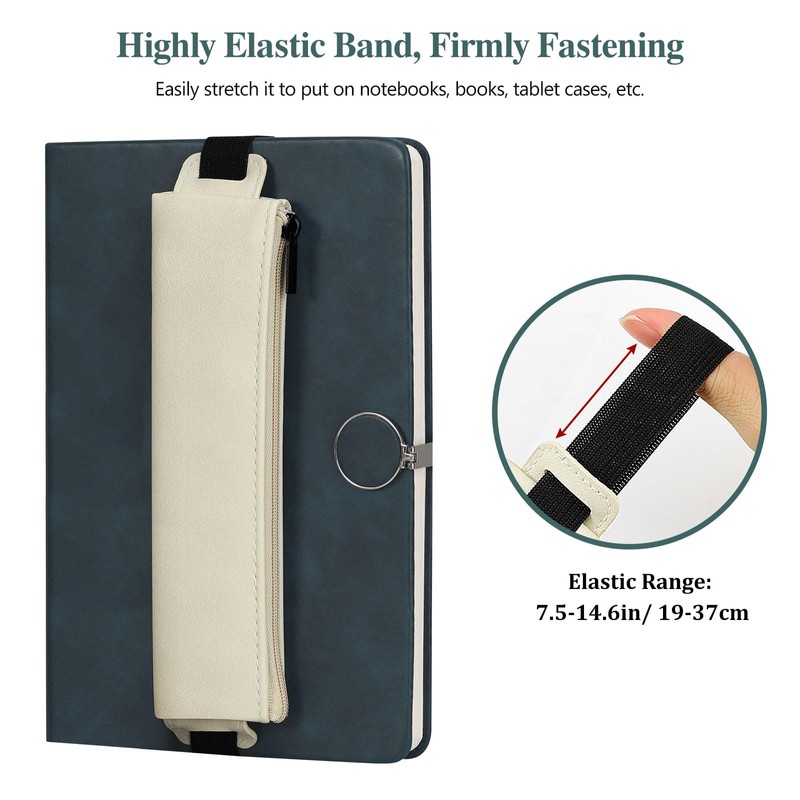 MoKo Elastic Pen Holder for Notebook, 4 Pieces PU Leather