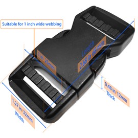 Buckle 1" Wide Inside, Quick Side Release Buckle for 1 inch/25mm Webbing Straps, Heavy Duty Plastic Buckles Dual Adjustable No Sewing Clips for Boat Cover Luggage Strap Pet Collar Backpack Replacement