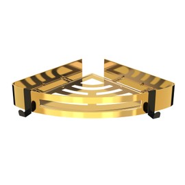 Strength Enemy Shower Shelf No Drilling, Shower Shelves with 2 Hooks, Shower Shelves, Corner Shower Shelf, Rustproof Stainless Steel Shower Shelf for Bathroom Kitchen (1 Piece, Gold)