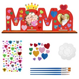 Mother's Day Gift, Mother's Day Gift Crafts, Mother's Day Gift Crafts Children, Mum Gift, DIY Wooden Craft Set with Accessories, 8-Piece Set with Wooden Figure, Diamond Stickers and Brushes, Wooden
