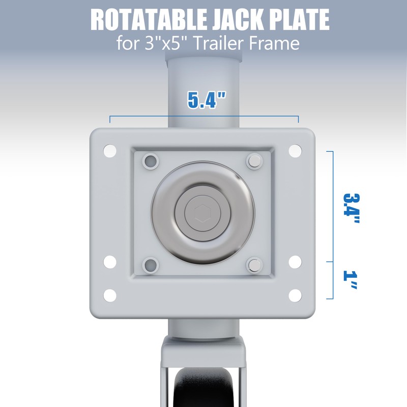 TOWKING 8" Spoke Wheel Trailer Jack, 10" Vertical Movement, 1500