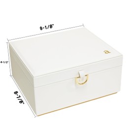 COLLECTIVE HOME - Monogram Jewelry Box with Mirror, Custom Gold Letter Engraving, Elegant Jewelry Organizer with Removable Tray, Gift for Mother’s Day, Girlfriend, Birthday (k)