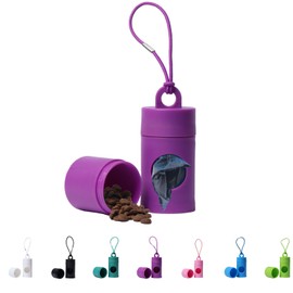 Dog poop bag holder-2 in 1 Dog Waste Bag holder Comes with pet snack box for Leash Lightweight Pet Waste Bag Dispenser，Equipped with nylon rope and buckle (Excluding dog waste bag)(Pueple) ﻿