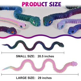 Memogizz 20 inch 3D Printed Snake, Year of The Snake 2025, Executive Desk Toys, Articulated Snake, Fidget Toys Gifts for Easter Adults (GreenBlue)