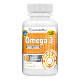 HEALTHADDICTION - Omega 3 Premium sin Sabor a Pescado, 60 Cápsulas de 1.2g c/u, Con Alto Contenido de EPA y DHA - Aceite de Pescado de Calidad