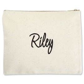 Lillian Vernon First Name Zippered Canvas Pouch- 10.5 X 11 Inches, Sturdy Cotton Canvas Cosmetic Bag