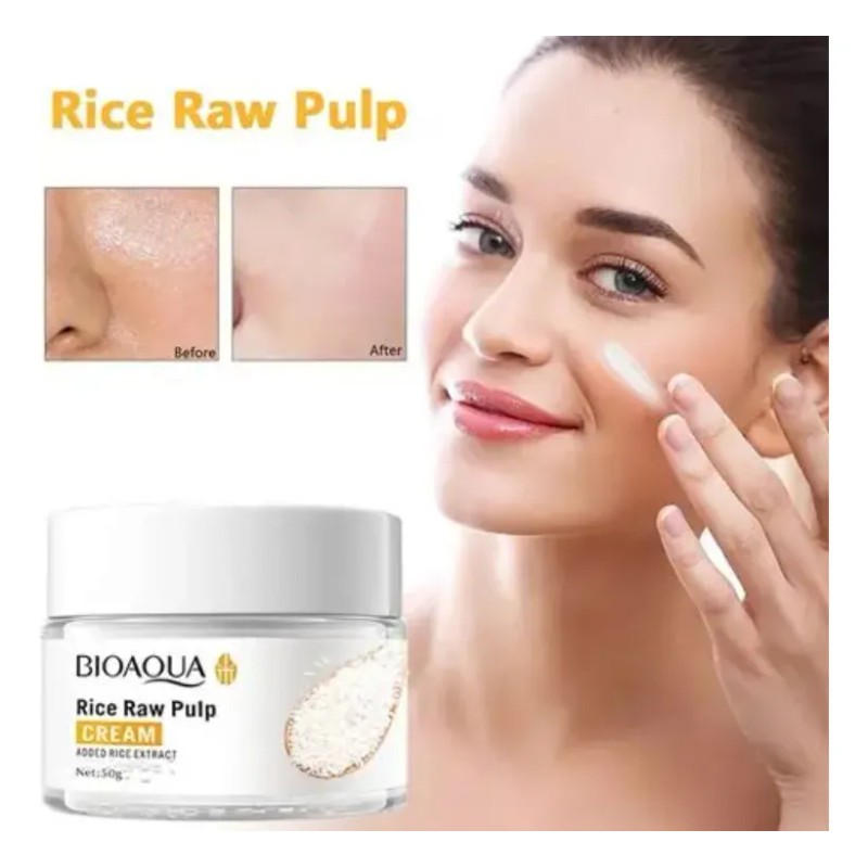 Bioaqua Crema Facial Extracto Arroz Ácido Hialurónico Reduce Manchas Poros