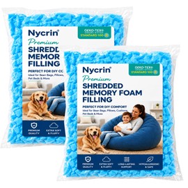 Blue 10Ibs Shredded Memory Foam Filler for Bean Bags, Pillows & Refills