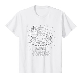 Kids Color your own unicorn craft for kids believe in magic T-Shirt