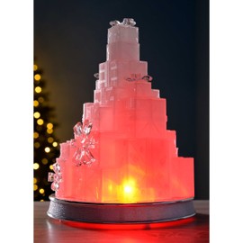 WeRChristmas Pre-Lit Musical Colour Changing LED Christmas Gift Box Tower Scene Decoration, Acrylic, 29 cm - Multi-Colour