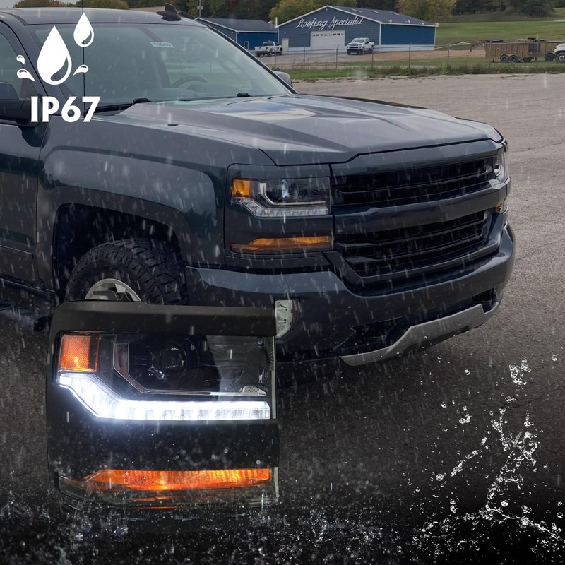 VLINCAR Headlight Assembly Compatible with Chevy Silverado 1500 2016 2017