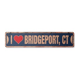 I Love Bridgeport Connecticut Vintage Aluminum Street Sign ct City State us Wall Road décor Rustic Metal tin Gift | Indoor/Outdoor | 24" Wide