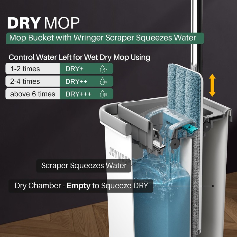 JOYMOOP Mop and Bucket with Wringer Set, Hands Free Flat