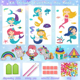 Gem Diamond Painting Kit for Kids, 26 Pieces Diamond Painting Stickers with DIY Painting Tools to Create Your Own Magical Stickers Cute Art and Crafts for Girls Boys