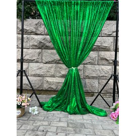 WISPET Green Sequin Backdrop Curtains 1 Panel 10FTx10FT Glitter Green Photo Backdrop Party Wedding Baby Shower Curtain Sparkle Photography Background