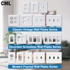 CML 3-Gang Screwless Decorator Wall Plate, 2 Pack Light Switch