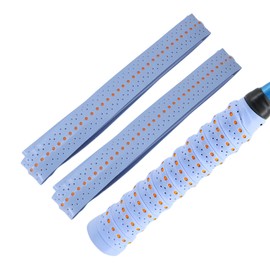 CAPASTEC Grip Tape, Tennis, Badminton, 2-Piece Set, Porous, Uneven Specifications, Grip Tape, Shock Absorption, Breathable, For Racquets, Wet Type, Light Blue (Orange Dots)