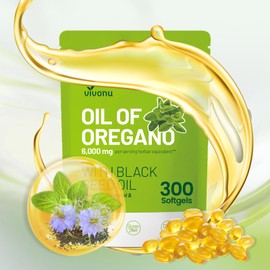VivoNu Oil of Oregano Capsules, Balanced Oil of Oregano with Black Seed Oil, Organic OreganoOil Softgels,Carvacrol,Thymoquinone, Non-GMO