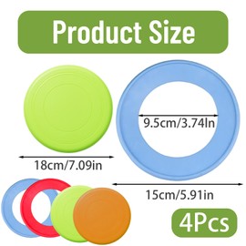 Dog Frisbee, 4 PCS Frisbee Dog Toy, Indestructible Dog Frisbee for Training and Outdoor Play, Durable Disc Set for Beach and Exercise, Intimate Time with Pets, Orange, Green, Red, Blue