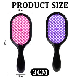 Curly Hair Brush, 2 Pieces Brush for Curls, Detangling Brush for Curly and Straight Hair, Brush for Detangling, for Wet and Dry Hair (Purple, Rose Red)