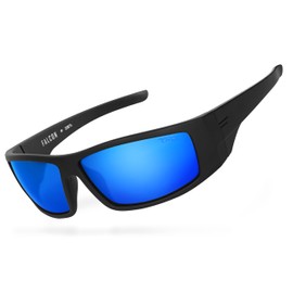 TOROE Eyewear Warp Around z87 FALCON Tr90 Frame Sunglasses Baja Blue Mirror Polarized Lenses