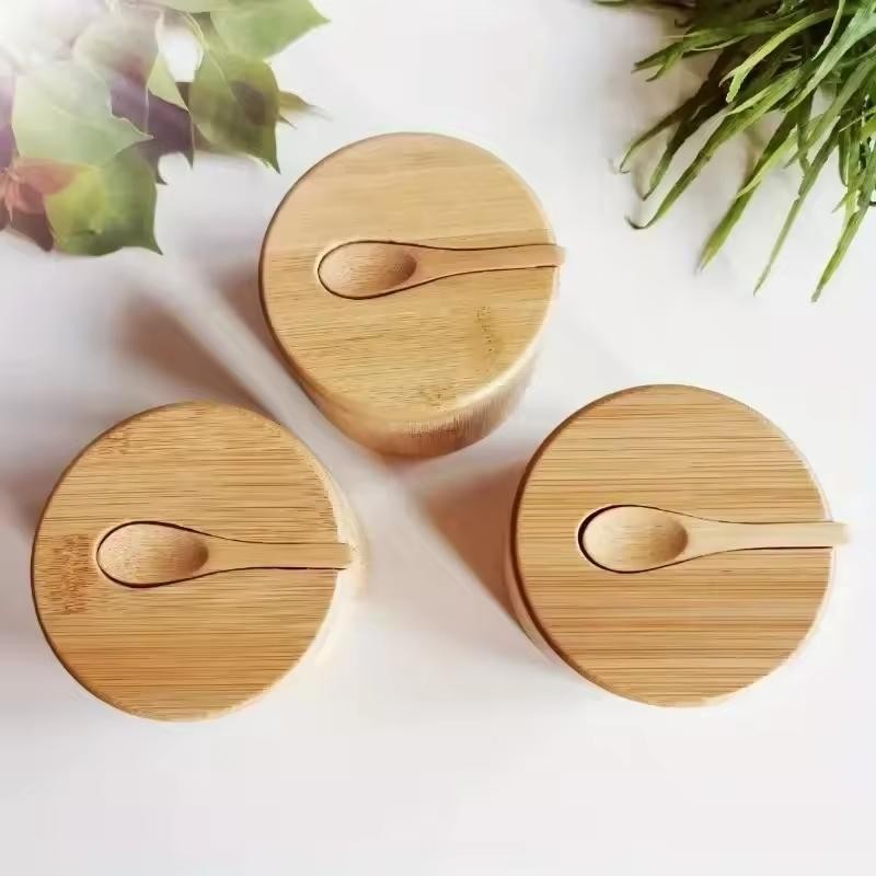 Wooden Seasoning Container for Salt and Spices – Lidded Condiment