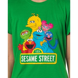 Sesame Street Women's Elmo And Friends Cookie Monster Distressed Print Sleep Pajama Set (XX-Large) Green