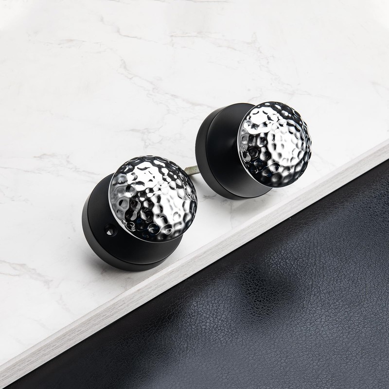 STARPY Black Door Knobs with Round Rosette, Interior Door Handles