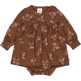 Müsli by Green Cotton Baby Girls' Flora L/S Dress Body Base Layer, Bark/Cabernet/Nightingale