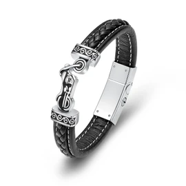 constantlife Motorcycle Cremation Bracelet for Ashes for Men Braided Leather Wristband Cuff Bangle Memorial Urn Jewelry Motorbike Racer Funeral Keepsake Gift (Silver-24cm)