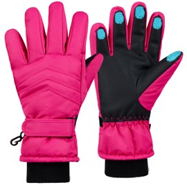 CityComfort Children's Ski Gloves Girls Sports & Outdoor Gloves Winter Waterproof Thermal Touchscreen Ski Gloves Children 6-15 Years (Pink, 11-15 Years)