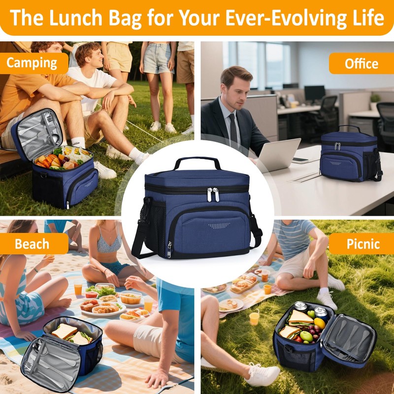 Vankor Insulated Lunch Bag for Men Women, Reusable Lunch Box