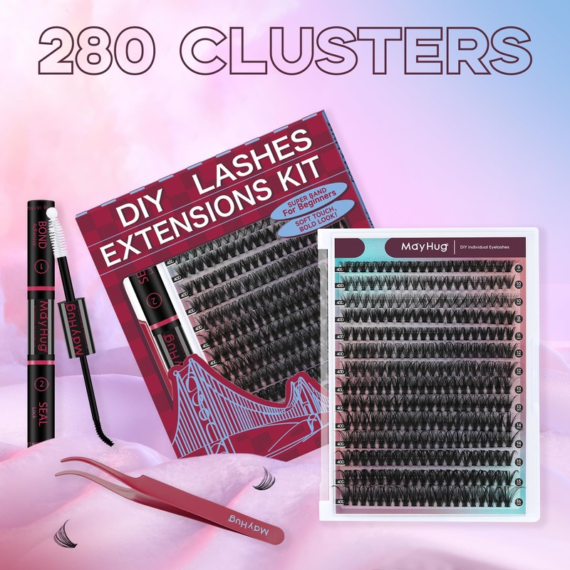 Mayhug Eyelash Extensions Set, 40D Lash Extension Set, 9-16 mm