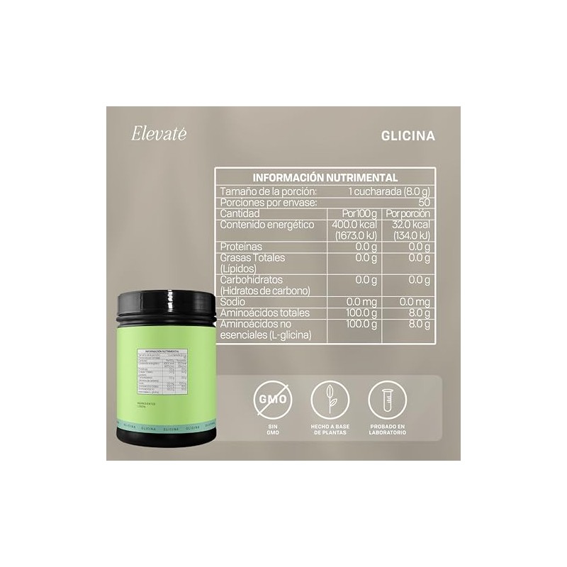Glicina Pack 400 Suplemento Aminoácidos Esenciales Energía Sueño Equilibrio Metabólico