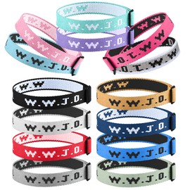 28P WWJD Bracelets Adjustable Sewn Church Faith Wristbands Colorful