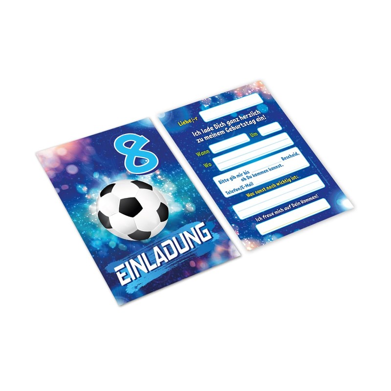JuNa-Experten 12 Invitation Cards for 8th Children's Birthday Boys Football