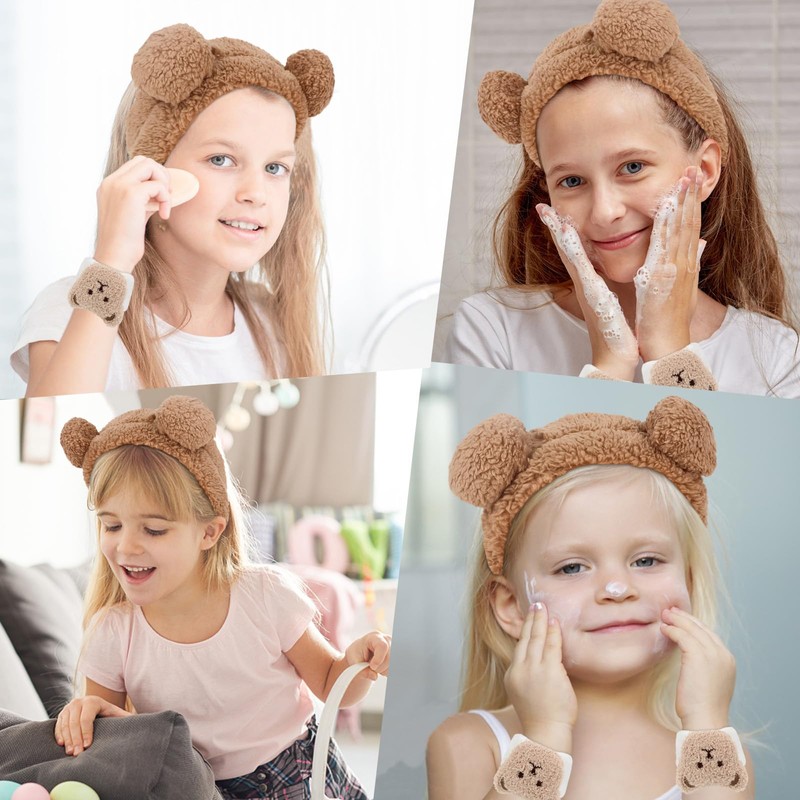 Casoty 3 Pcs Bear Ears Headband, Animal Ear Headband, Face