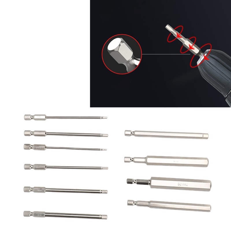 Hex Wrench Drill Bit 1/4in Shank Metric Sizes 1.5mm to